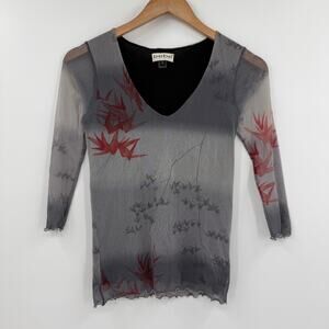Bebe Y2K vintage semi sheer Japanese garden top